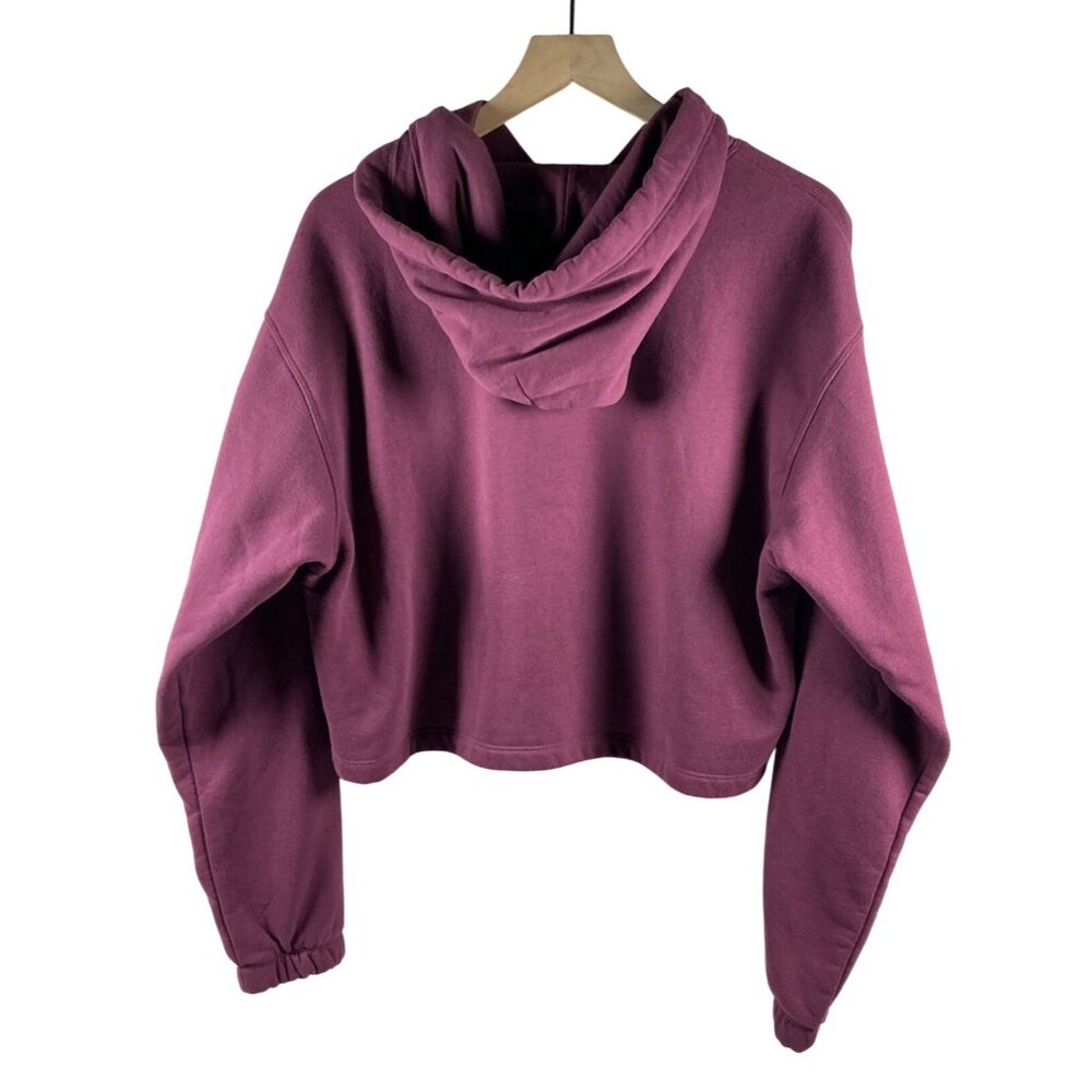 Calvin Klein Cropped Hoodie Sweatshirt- Burgundy - Size L - Picture 2 of 8